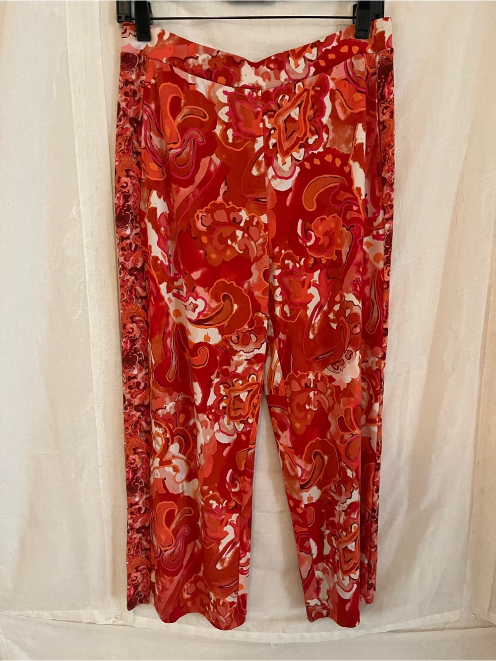 Susan Graver Red & Orange Patterned Wide-Leg Pants